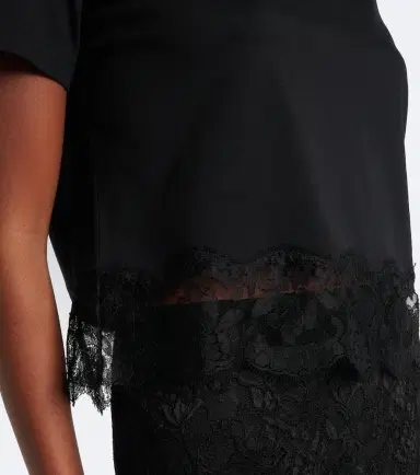 Dolce & Gabbana DG lace-trimmed cotton-blend T-shirt | Thumbnail 3 Dolce & Gabbana DG lace-trimmed cotton-blend T-shirt | Thumbnail 3