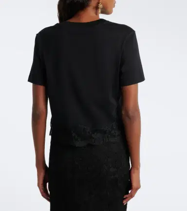 Dolce & Gabbana DG lace-trimmed cotton-blend T-shirt | Thumbnail 6 Dolce & Gabbana DG lace-trimmed cotton-blend T-shirt | Thumbnail 6