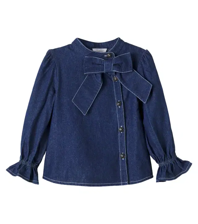 Bow-detail denim top Bow-detail denim top