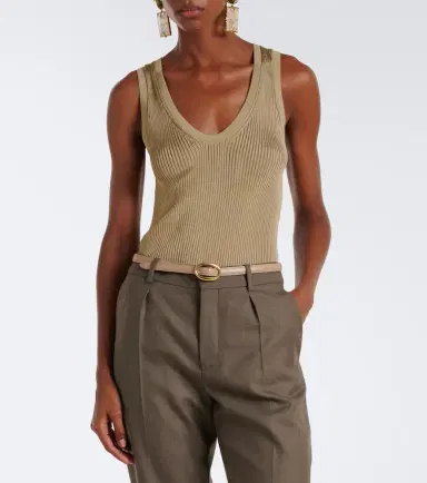 Saint Laurent Cassandre ribbed-knit tank top | Thumbnail 3 Saint Laurent Cassandre ribbed-knit tank top | Thumbnail 3