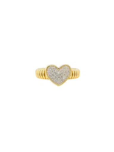Wish Fine Jewelry 0.18ct Diamond Heart Signet Ring in 18K Yellow Gold | Thumbnail 1 Wish Fine Jewelry 0.18ct Diamond Heart Signet Ring in 18K Yellow Gold | Thumbnail 1
