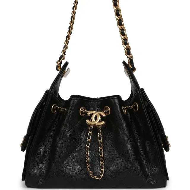 Chanel Mini 25 Hobo Bag Black Caviar Antique Gold Hardware Chanel Mini 25 Hobo Bag Black Caviar Antique Gold Hardware