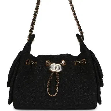 Chanel Chanel Mini 25 Hobo Bag Black Tweed Bouclé Gold Hardware | Thumbnail 1 Chanel Chanel Mini 25 Hobo Bag Black Tweed Bouclé Gold Hardware | Thumbnail 1