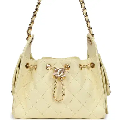 Chanel Chanel Mini 25 Hobo Bag Light Yellow Caviar Gold Hardware | Thumbnail 1 Chanel Chanel Mini 25 Hobo Bag Light Yellow Caviar Gold Hardware | Thumbnail 1