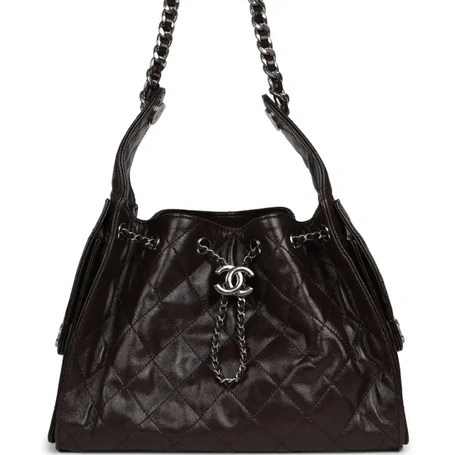 Chanel Small 25 Hobo Bag Dark Brown Shiny Aged Calfskin Silver Hardware Chanel Small 25 Hobo Bag Dark Brown Shiny Aged Calfskin Silver Hardware