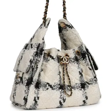 Chanel Chanel Small 25 Hobo Bag White, Black Tweed Gold Hardware | Thumbnail 2 Chanel Chanel Small 25 Hobo Bag White, Black Tweed Gold Hardware | Thumbnail 2