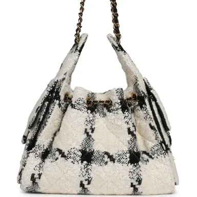 Chanel Chanel Small 25 Hobo Bag White, Black Tweed Gold Hardware | Thumbnail 4 Chanel Chanel Small 25 Hobo Bag White, Black Tweed Gold Hardware | Thumbnail 4