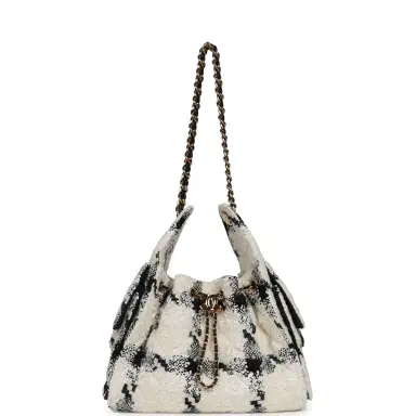 Chanel Chanel Small 25 Hobo Bag White, Black Tweed Gold Hardware | Thumbnail 7 Chanel Chanel Small 25 Hobo Bag White, Black Tweed Gold Hardware | Thumbnail 7