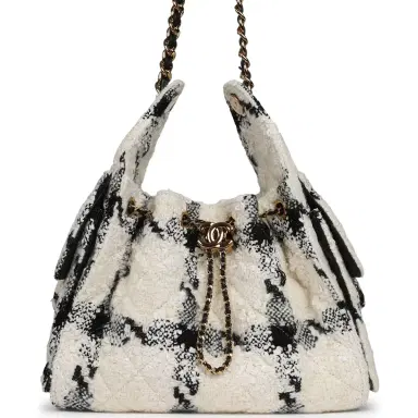 Chanel Chanel Small 25 Hobo Bag White, Black Tweed Gold Hardware | Thumbnail 1 Chanel Chanel Small 25 Hobo Bag White, Black Tweed Gold Hardware | Thumbnail 1