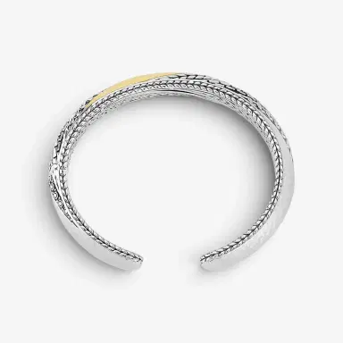 JAI JAI Hammered Artisan Sterling Silver & 14K Yellow Gold Hinged Cuff Bracelet JJH5 - M by The Solist | Thumbnail 3 JAI JAI Hammered Artisan Sterling Silver & 14K Yellow Gold Hinged Cuff Bracelet JJH5 - M by The Solist | Thumbnail 3