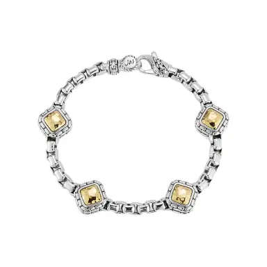 JAI JAI Sterling Silver & 14K Yellow Gold Box Chain & Hammered Station Bracelet JJH3 - by The Solist | Thumbnail 1 JAI JAI Sterling Silver & 14K Yellow Gold Box Chain & Hammered Station Bracelet JJH3 - by The Solist | Thumbnail 1