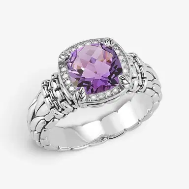 JAI JAI Sterling Silver Diamond & Amethyst Statement Ring JJH6007R-AMDI - by The Solist | Thumbnail 2 JAI JAI Sterling Silver Diamond & Amethyst Statement Ring JJH6007R-AMDI - by The Solist | Thumbnail 2