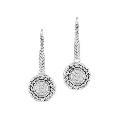 JAI JAI Sterling Silver Diamond Basketweave Drop Earrings by The Solist | Thumbnail 1 JAI JAI Sterling Silver Diamond Basketweave Drop Earrings by The Solist | Thumbnail 1