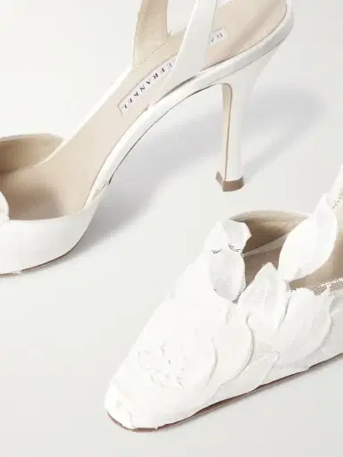 Danielle Frankel Coco Satin And Painted Tulle Slingback Pumps | Thumbnail 4 Danielle Frankel Coco Satin And Painted Tulle Slingback Pumps | Thumbnail 4