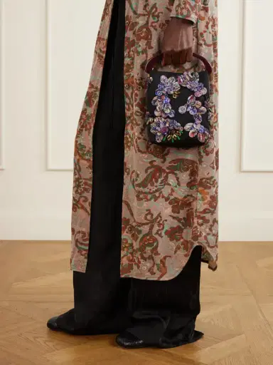Dries Van Noten Bead-embellished Leather-trimmed Mesh Tote | Thumbnail 2 Dries Van Noten Bead-embellished Leather-trimmed Mesh Tote | Thumbnail 2