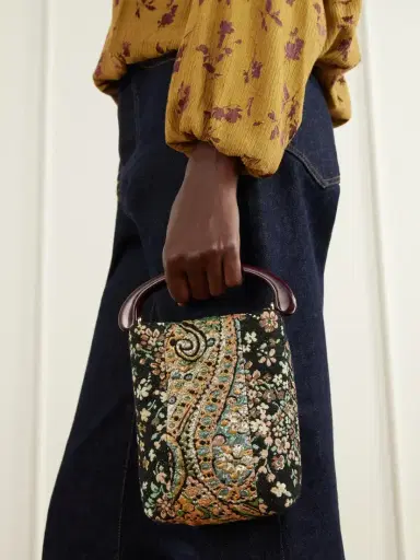 Dries Van Noten Leather-trimmed Metallic Floral-jacquard Mini Bag | Thumbnail 2 Dries Van Noten Leather-trimmed Metallic Floral-jacquard Mini Bag | Thumbnail 2