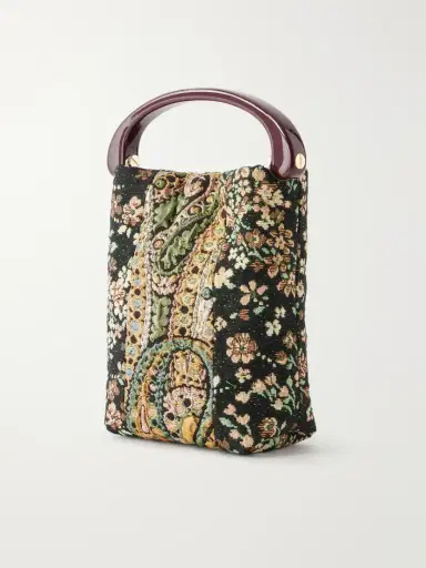 Dries Van Noten Leather-trimmed Metallic Floral-jacquard Mini Bag | Thumbnail 4 Dries Van Noten Leather-trimmed Metallic Floral-jacquard Mini Bag | Thumbnail 4