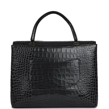 Chanel Chanel Top Handle Envelope Flap Bag Grey Croc Embossed Calfskin Gold Hardware | Thumbnail 4 Chanel Chanel Top Handle Envelope Flap Bag Grey Croc Embossed Calfskin Gold Hardware | Thumbnail 4