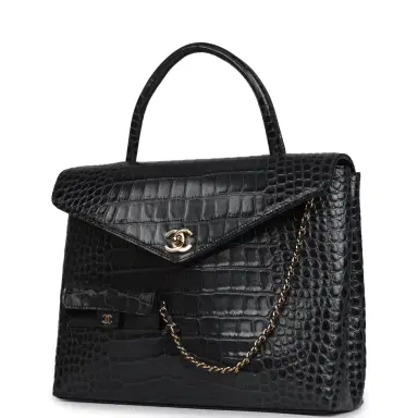 Chanel Chanel Top Handle Envelope Flap Bag Grey Croc Embossed Calfskin Gold Hardware | Thumbnail 5 Chanel Chanel Top Handle Envelope Flap Bag Grey Croc Embossed Calfskin Gold Hardware | Thumbnail 5