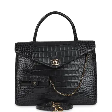 Chanel Chanel Top Handle Envelope Flap Bag Grey Croc Embossed Calfskin Gold Hardware | Thumbnail 7 Chanel Chanel Top Handle Envelope Flap Bag Grey Croc Embossed Calfskin Gold Hardware | Thumbnail 7