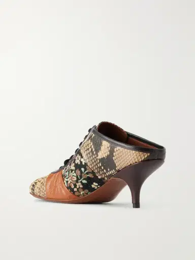 Dries Van Noten Jacquard-trimmed Snake-effect Leather Pumps | Thumbnail 3 Dries Van Noten Jacquard-trimmed Snake-effect Leather Pumps | Thumbnail 3