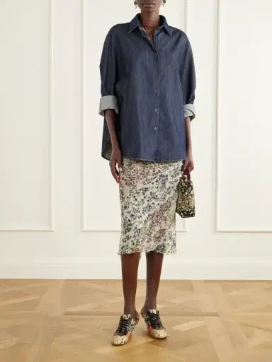 Dries Van Noten Jacquard-trimmed Snake-effect Leather Pumps | Thumbnail 4 Dries Van Noten Jacquard-trimmed Snake-effect Leather Pumps | Thumbnail 4