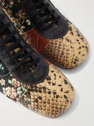 Dries Van Noten Jacquard-trimmed Snake-effect Leather Pumps | Thumbnail 5 Dries Van Noten Jacquard-trimmed Snake-effect Leather Pumps | Thumbnail 5