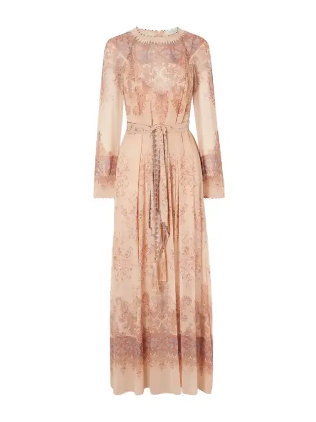Valiant Sheath Belted Printed Organza Maxi Dress Valiant Sheath Belted Printed Organza Maxi Dress