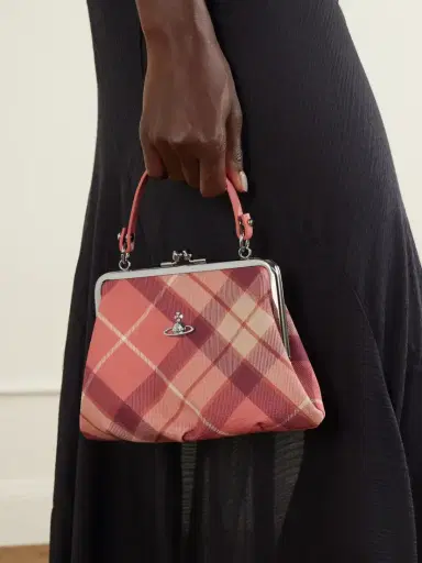 Vivienne Westwood Granny Frame Mini Orb-detailed Checked Vegan Material Tote | Thumbnail 2 Vivienne Westwood Granny Frame Mini Orb-detailed Checked Vegan Material Tote | Thumbnail 2