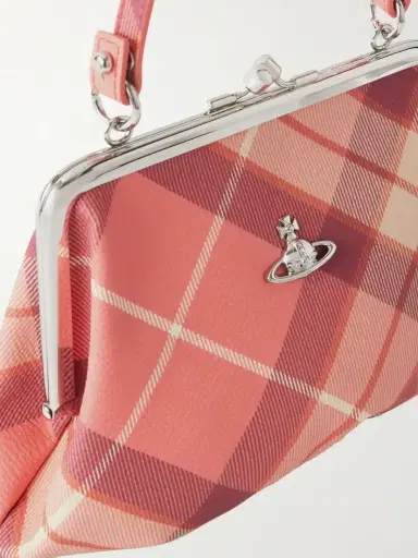 Vivienne Westwood Granny Frame Mini Orb-detailed Checked Vegan Material Tote | Thumbnail 5 Vivienne Westwood Granny Frame Mini Orb-detailed Checked Vegan Material Tote | Thumbnail 5