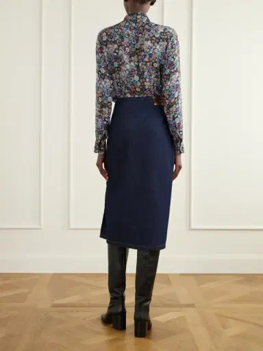 Dries Van Noten Ruffle-detailed Draped Denim Midi Skirt | Thumbnail 3 Dries Van Noten Ruffle-detailed Draped Denim Midi Skirt | Thumbnail 3