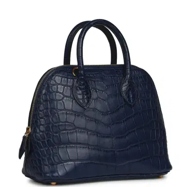HERMÈS Hermes 1923 Bolide Mini Bleu Saphir Matte Alligator Gold Hardware | Thumbnail 2 HERMÈS Hermes 1923 Bolide Mini Bleu Saphir Matte Alligator Gold Hardware | Thumbnail 2