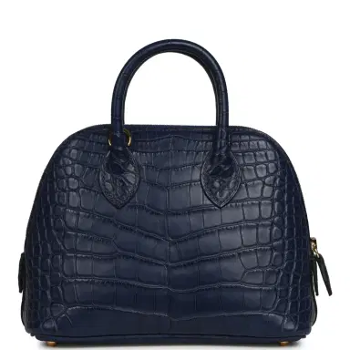 HERMÈS Hermes 1923 Bolide Mini Bleu Saphir Matte Alligator Gold Hardware | Thumbnail 4 HERMÈS Hermes 1923 Bolide Mini Bleu Saphir Matte Alligator Gold Hardware | Thumbnail 4