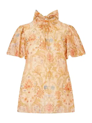 Zimmermann Valiant Bubble Linen And Silk-blend Blouse | Thumbnail 1 Zimmermann Valiant Bubble Linen And Silk-blend Blouse | Thumbnail 1