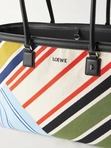 Loewe Verano Logo-embroidered Striped Leather-trimmed Canvas Tote | Thumbnail 5 Loewe Verano Logo-embroidered Striped Leather-trimmed Canvas Tote | Thumbnail 5