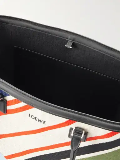 Loewe Verano Logo-embroidered Striped Leather-trimmed Canvas Tote | Thumbnail 6 Loewe Verano Logo-embroidered Striped Leather-trimmed Canvas Tote | Thumbnail 6