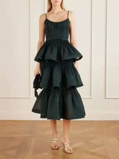 Zimmermann Belted Tiered Chiffon Midi Dress | Thumbnail 2 Zimmermann Belted Tiered Chiffon Midi Dress | Thumbnail 2