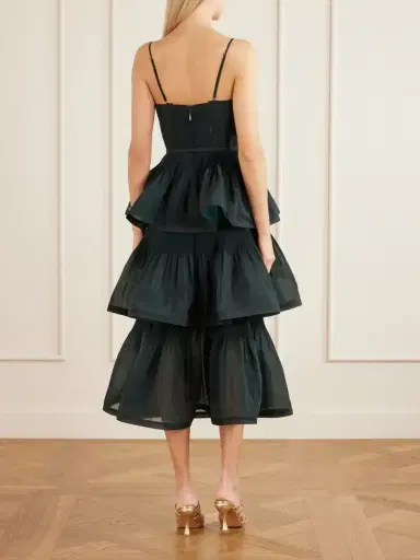 Zimmermann Belted Tiered Chiffon Midi Dress | Thumbnail 3 Zimmermann Belted Tiered Chiffon Midi Dress | Thumbnail 3