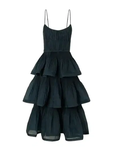 Zimmermann Belted Tiered Chiffon Midi Dress | Thumbnail 1 Zimmermann Belted Tiered Chiffon Midi Dress | Thumbnail 1