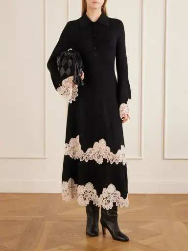 Zimmermann Valiant Lace-trimmed Merino Wool Midi Dress | Thumbnail 2 Zimmermann Valiant Lace-trimmed Merino Wool Midi Dress | Thumbnail 2