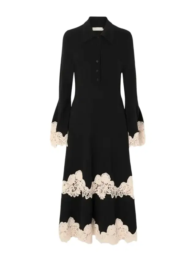 Valiant Lace-trimmed Merino Wool Midi Dress Valiant Lace-trimmed Merino Wool Midi Dress