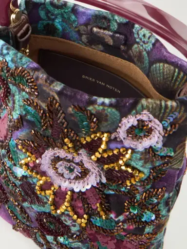 Dries Van Noten Bead-embellished Printed Leather-trimmed Velvet Tote | Thumbnail 6 Dries Van Noten Bead-embellished Printed Leather-trimmed Velvet Tote | Thumbnail 6
