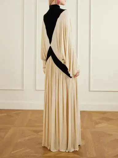 Zimmermann Valiant Deco Pleated Paneled Velvet-trimmed Jersey Maxi Dress | Thumbnail 3 Zimmermann Valiant Deco Pleated Paneled Velvet-trimmed Jersey Maxi Dress | Thumbnail 3