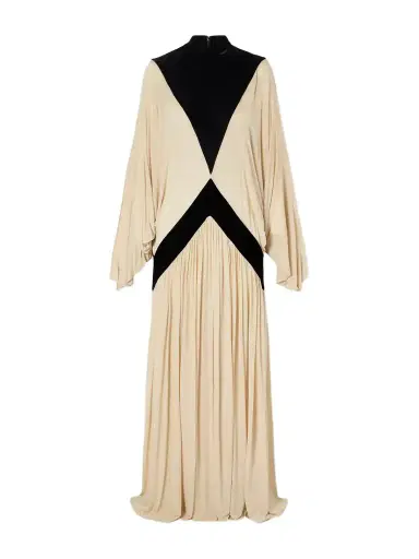 Zimmermann Valiant Deco Pleated Paneled Velvet-trimmed Jersey Maxi Dress | Thumbnail 1 Zimmermann Valiant Deco Pleated Paneled Velvet-trimmed Jersey Maxi Dress | Thumbnail 1