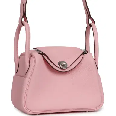 HERMÈS Hermes Mini Lindy II Rose Sakura Verso Clemence Palladium Hardware | Thumbnail 2 HERMÈS Hermes Mini Lindy II Rose Sakura Verso Clemence Palladium Hardware | Thumbnail 2