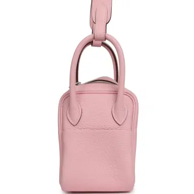 HERMÈS Hermes Mini Lindy II Rose Sakura Verso Clemence Palladium Hardware | Thumbnail 3 HERMÈS Hermes Mini Lindy II Rose Sakura Verso Clemence Palladium Hardware | Thumbnail 3