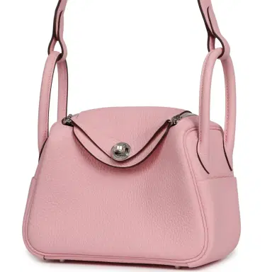 HERMÈS Hermes Mini Lindy II Rose Sakura Verso Clemence Palladium Hardware | Thumbnail 5 HERMÈS Hermes Mini Lindy II Rose Sakura Verso Clemence Palladium Hardware | Thumbnail 5