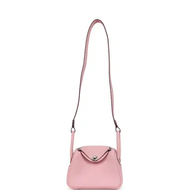 HERMÈS Hermes Mini Lindy II Rose Sakura Verso Clemence Palladium Hardware | Thumbnail 7 HERMÈS Hermes Mini Lindy II Rose Sakura Verso Clemence Palladium Hardware | Thumbnail 7