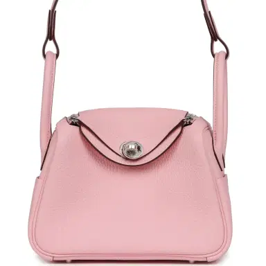 HERMÈS Hermes Mini Lindy II Rose Sakura Verso Clemence Palladium Hardware | Thumbnail 1 HERMÈS Hermes Mini Lindy II Rose Sakura Verso Clemence Palladium Hardware | Thumbnail 1