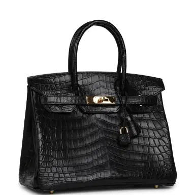HERMÈS Pre-owned Hermes Birkin 30 Black Matte Niloticus Crocodile Gold Hardware | Thumbnail 2 HERMÈS Pre-owned Hermes Birkin 30 Black Matte Niloticus Crocodile Gold Hardware | Thumbnail 2